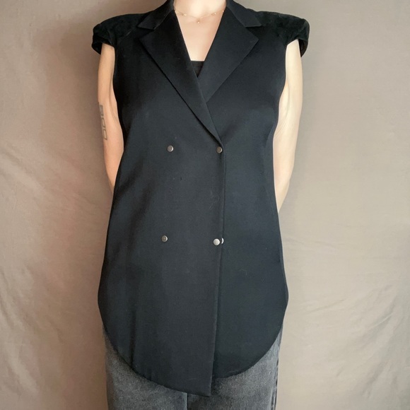 Helmut Lang w/ suede cap sleeves structured blazer - Picture 6 of 6